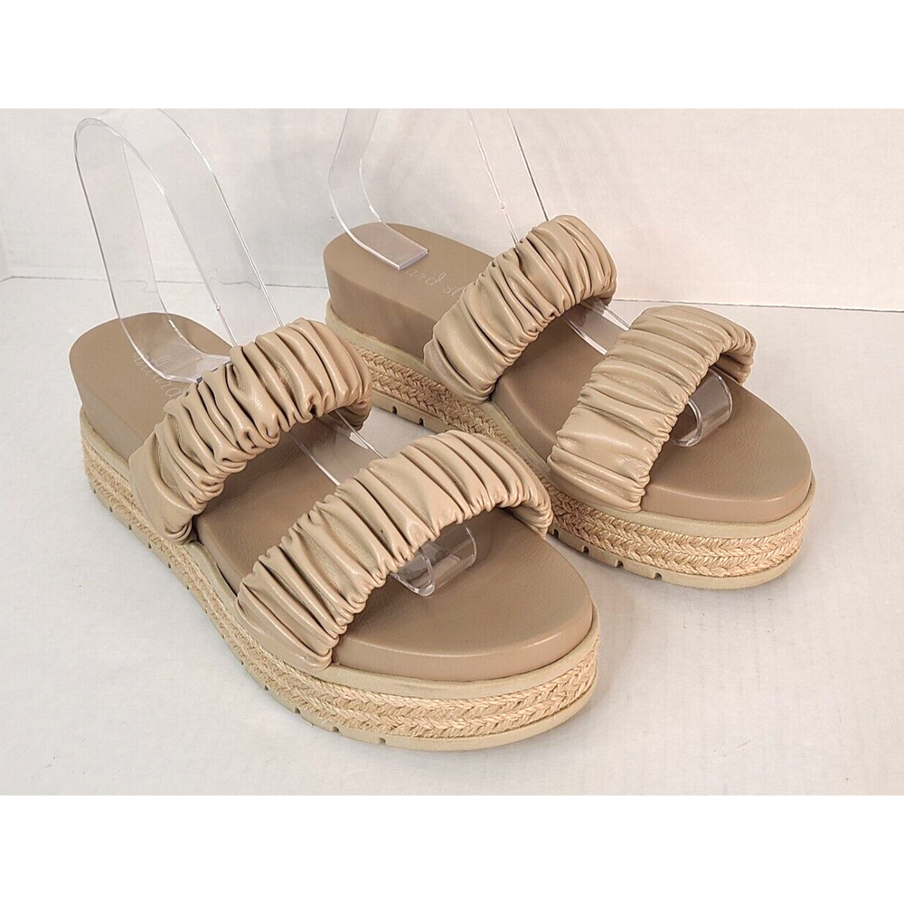Altar'd State Tan Ruched Double-Strap Platform Sandals